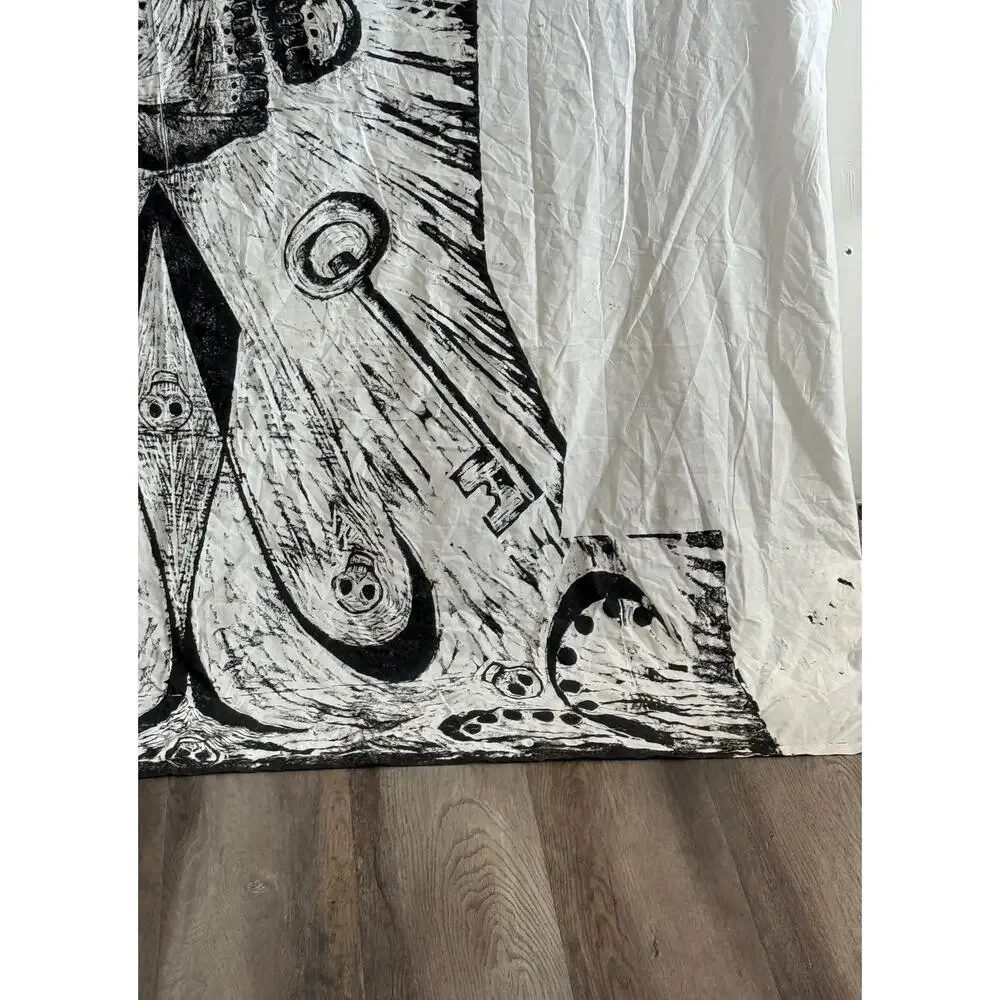 HANDMADE Gothic Skull Wall Tapestry Hand Painted Macabre Halloween Decor 92x64in